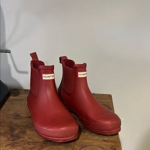 Hunter Red Chelsea Rain Boots